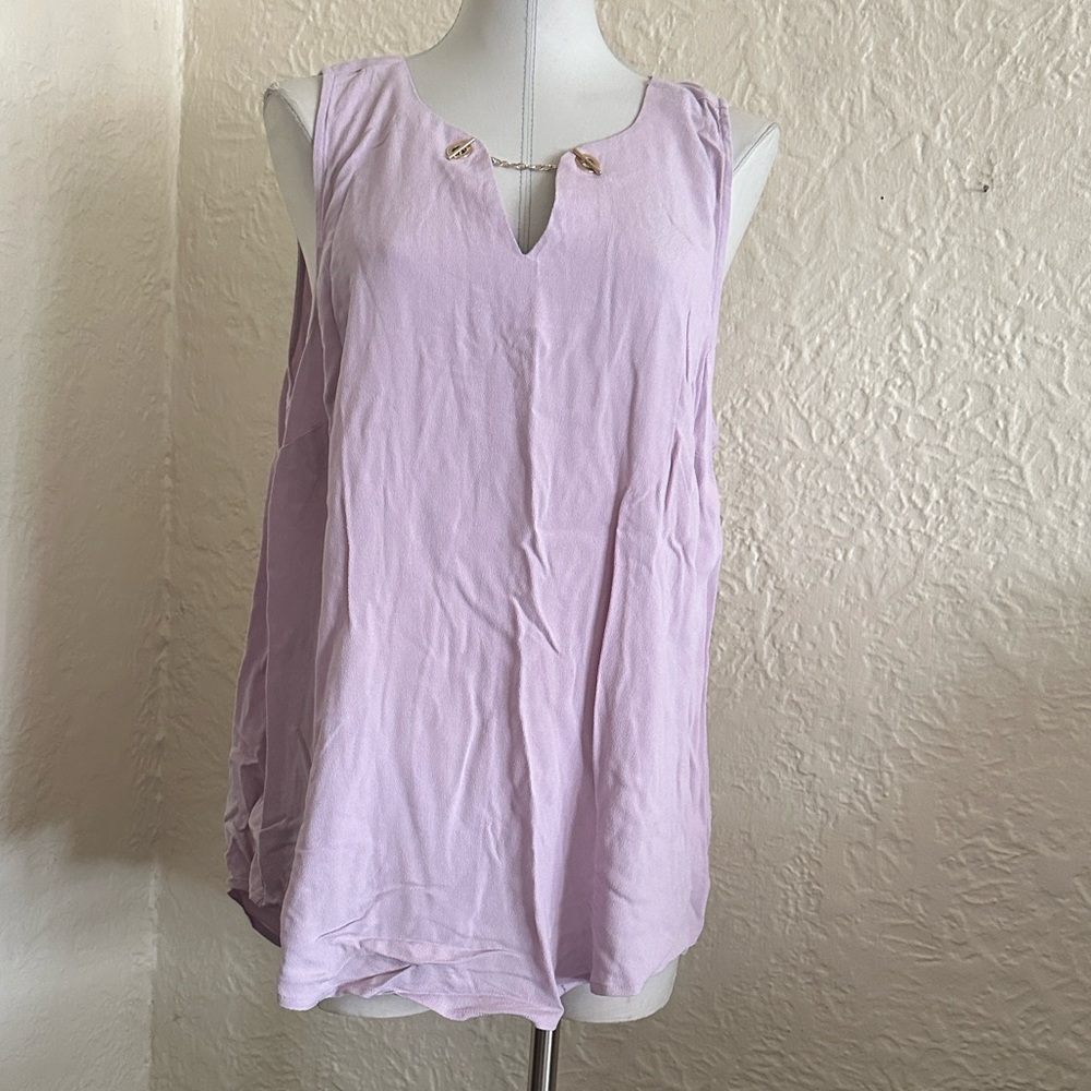 Torrid Lilac Lavender Sleeveless Shell Tank Top Gold Chain Accent 1 1X Purple
